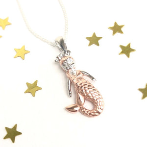 Sterling Silver And Rose Gold Mermaid Necklace