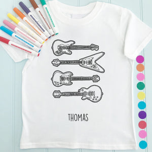 Guitars T-Shirt Personalised To Colour in