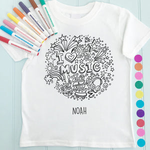 Music T-Shirt Personalised To Colour in