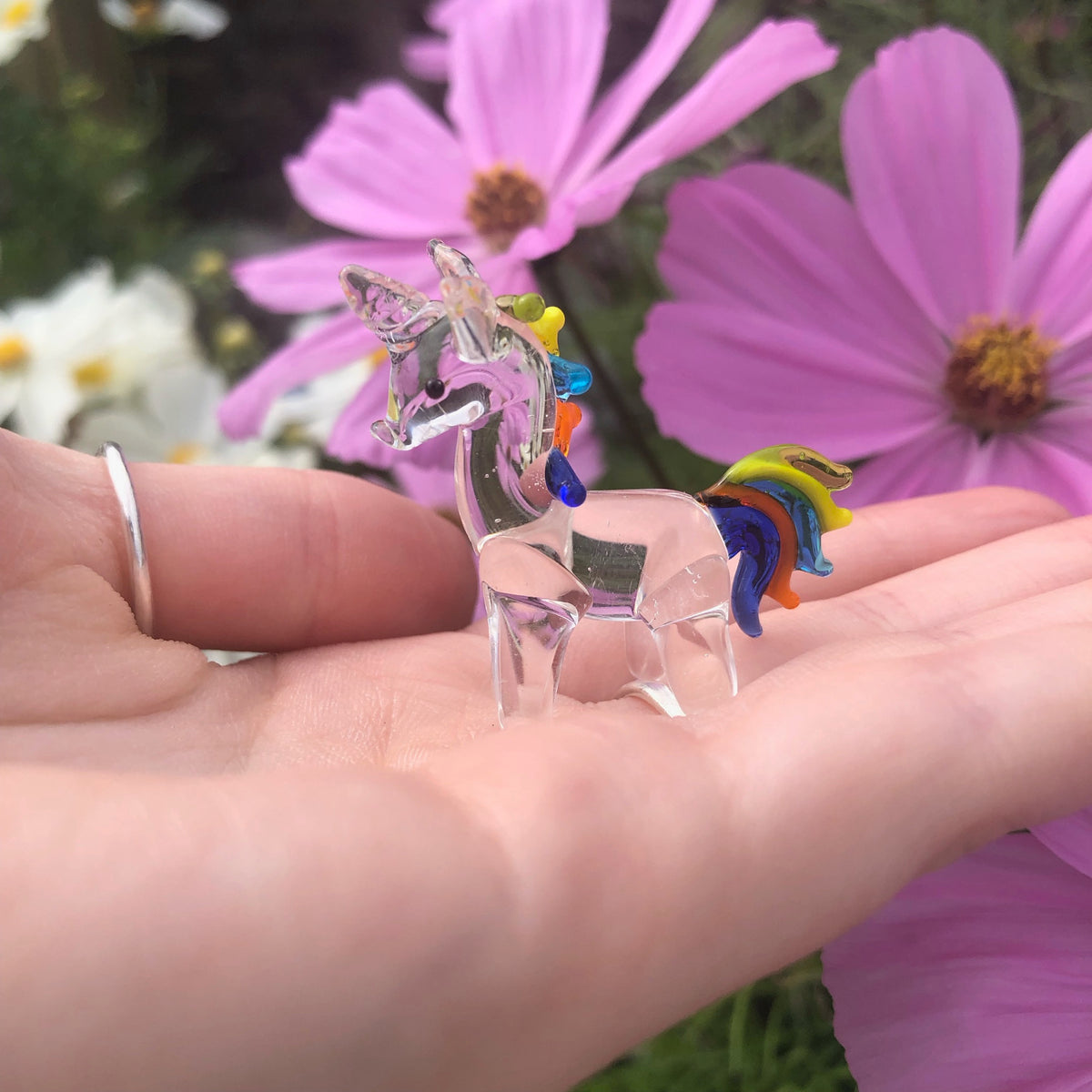 Hand store blown glass crystal unicorn figurine Vintage