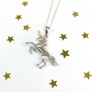Sterling Silver And Rose Unicorn Necklace