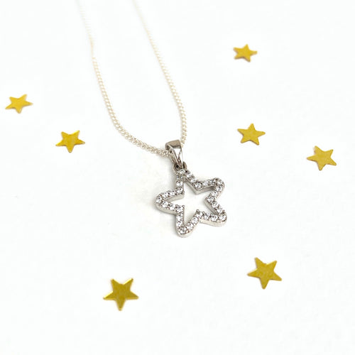 Sterling Silver Crystal Star Necklace