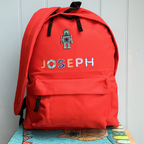 Robot Applique Personalised Backpack