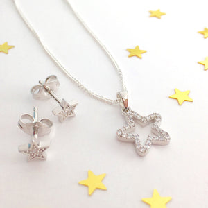 Sterling Silver Star Necklace Set