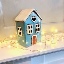 Village Pottery House With Heart T Light Holder