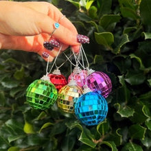 Multi Coloured Set Of Six Mirror Ball Baubles