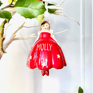 Personalised Ceramic Christmas Fairy Bell Decoration