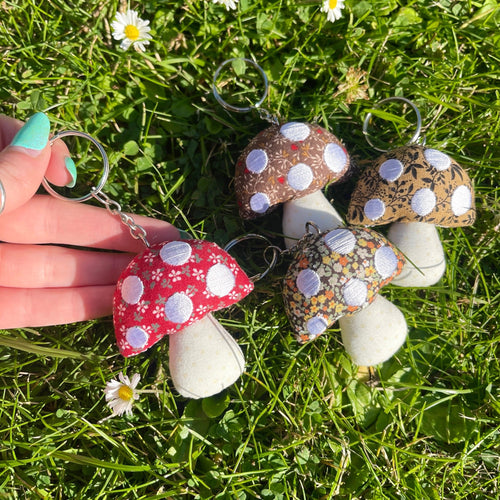 Fabric Mushroom Keyring