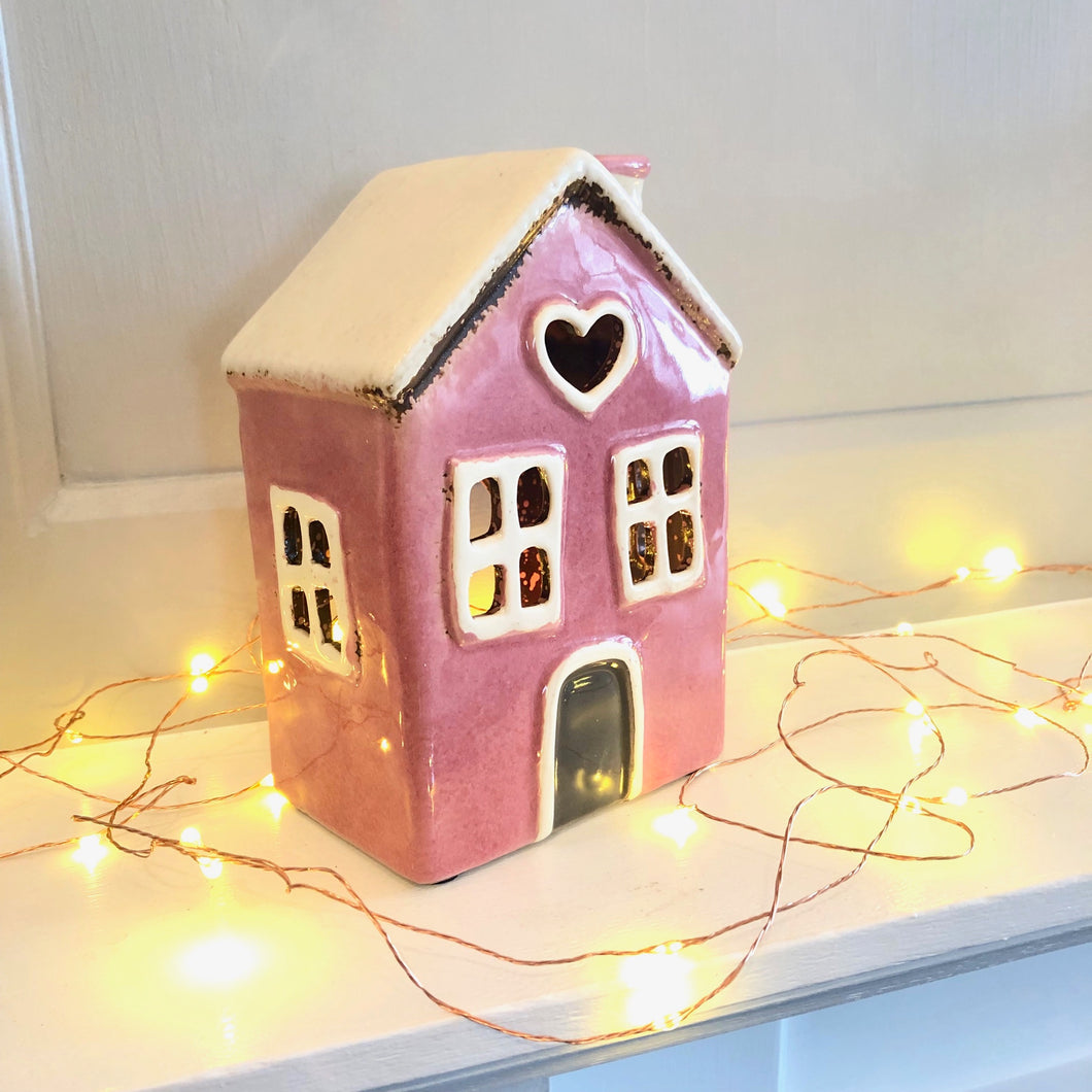 Village Pottery Heart House Tea Light Holder