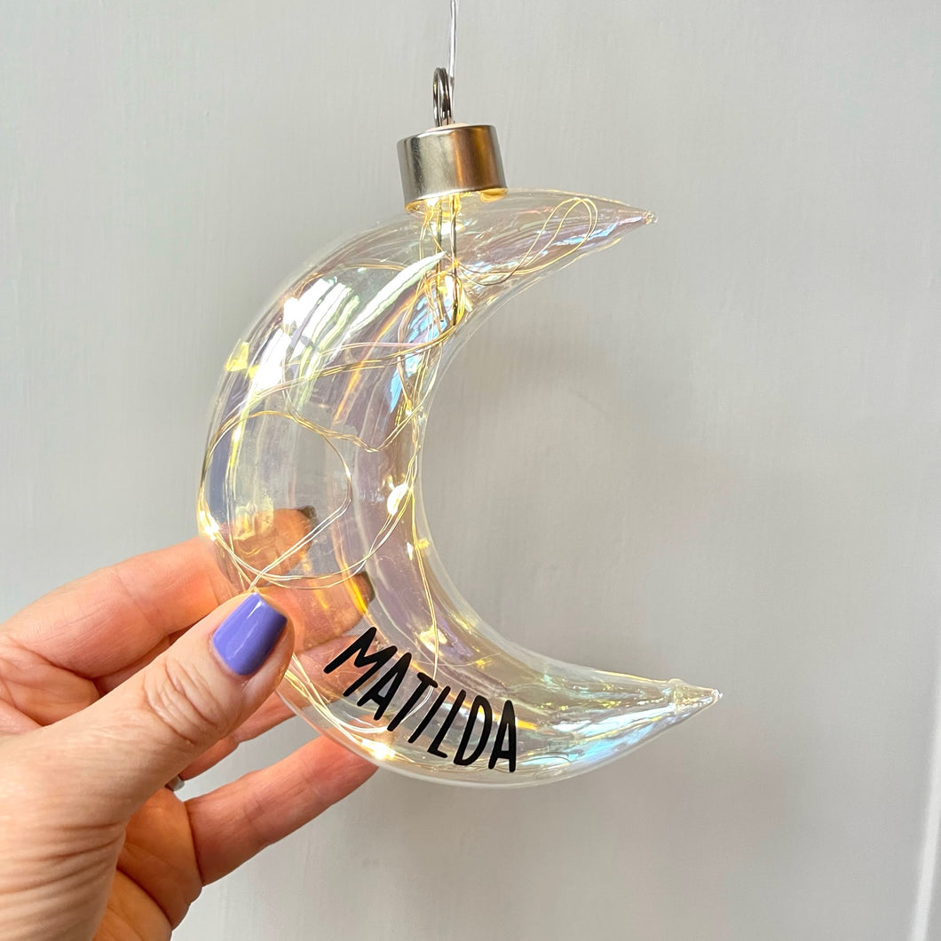 Personalised Light Up Glass Moon