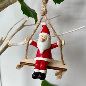 Christmas Santa On Swing Decoration