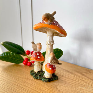Toadstools With Robins Decoration
