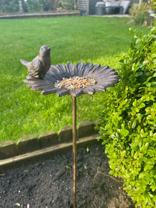 Cast Iron Sunflower Bird Feeder Bath