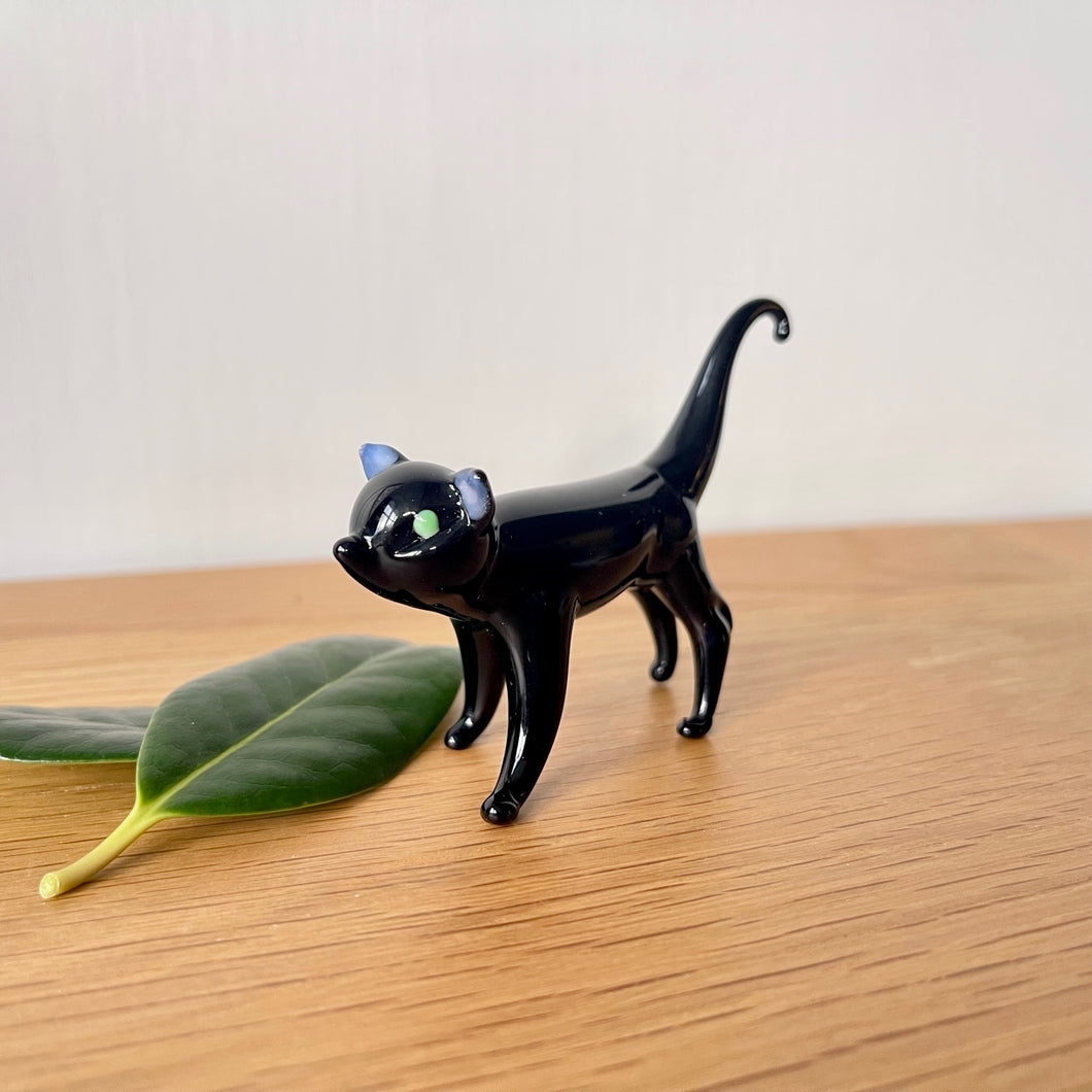 Hand Blown Glass Black Cat Decoration