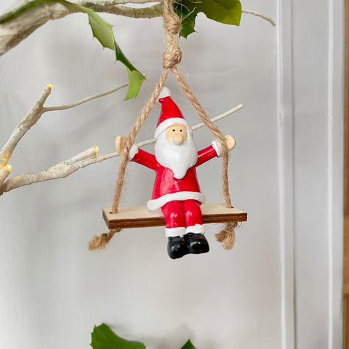 Christmas Santa On Swing Decoration