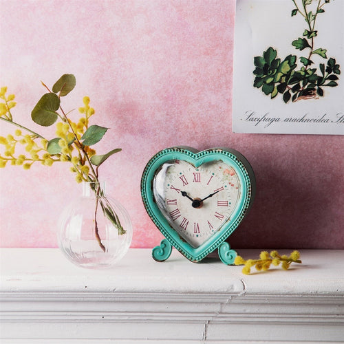 Duck Egg Blue Heart Shaped Clock