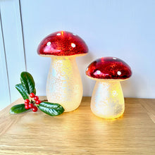 Light Up Glass Mushroom Pair