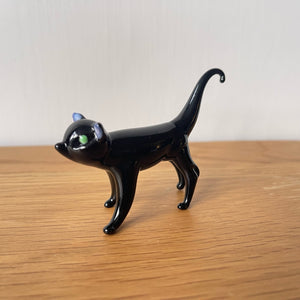 Hand Blown Glass Black Cat Decoration