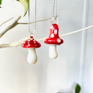 Hand Blown Hanging Mushroom Pair