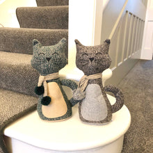 Cat With Pom Pom Scarf Door Stop