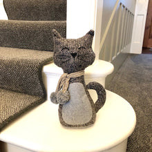Cat With Pom Pom Scarf Door Stop