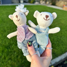 Tiny Linen Girl Bear With Flower