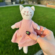 Tiny Linen Girl Cat In Pink Dress