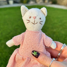 Tiny Linen Girl Cat In Pink Dress