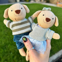 Tiny Linen Girl Dog With Blue Tutu