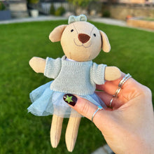 Tiny Linen Girl Dog With Blue Tutu