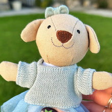 Tiny Linen Girl Dog With Blue Tutu