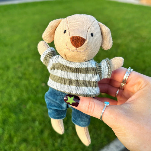 Little Linen Boy Dog In Stripe Jumper