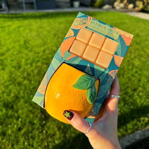 Orange Ceramic Oil Burner With Wax Melts