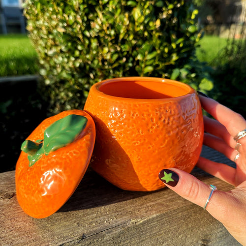 Orange Ceramic Jar With Lid
