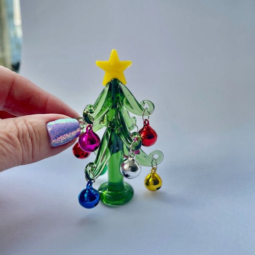 Handmade Tiny Glass Tree With Multicoloured Baubles