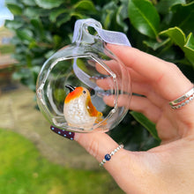 Handmade Open Glass Bauble With Robin
