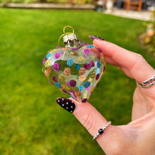 Christmas Glass Dotty Heart Bauble Set