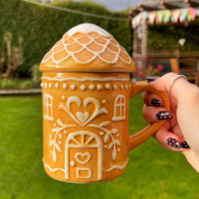 Christmas Ceramic Gingerbread Style Mug With Lid