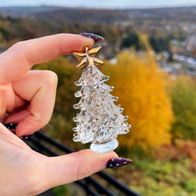 Hand Blown Glass Tiny Christmas Tree With Gold