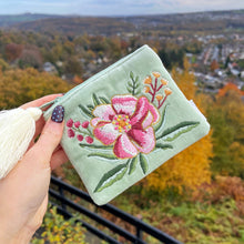Floral Embroidered Velvet Purse