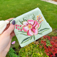 Floral Embroidered Velvet Purse