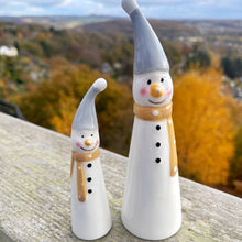 Ceramic Snowman With Tall Hats Pair