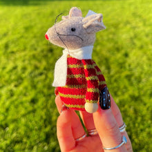 Tiny Felt Mouse In Knitted Jumper