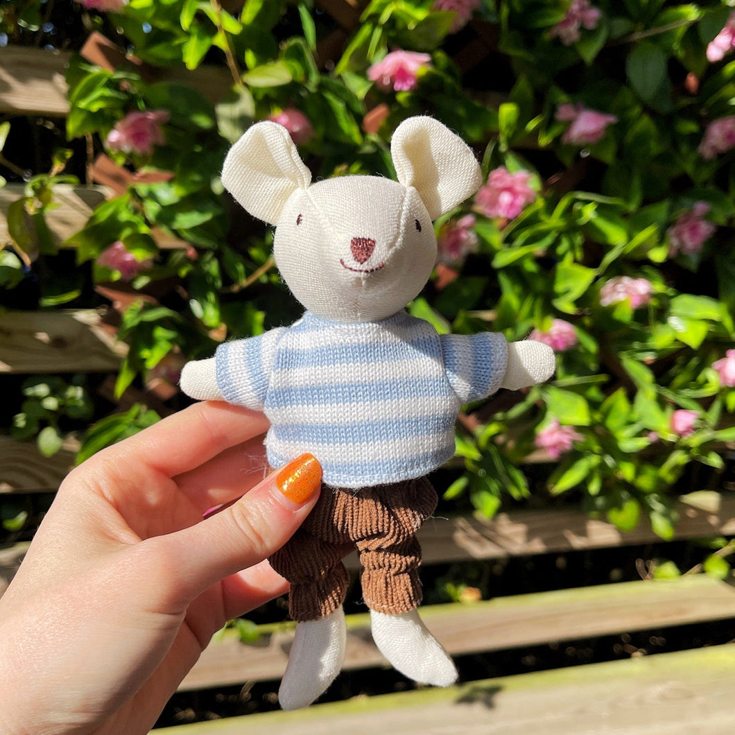 Little Linen Boy Mouse In Brown Trousers