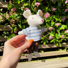 Little Linen Boy Mouse In Brown Trousers