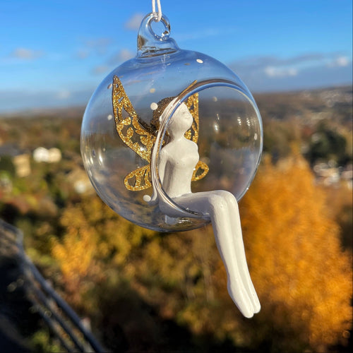 Christmas Angel In Open Glass Bauble