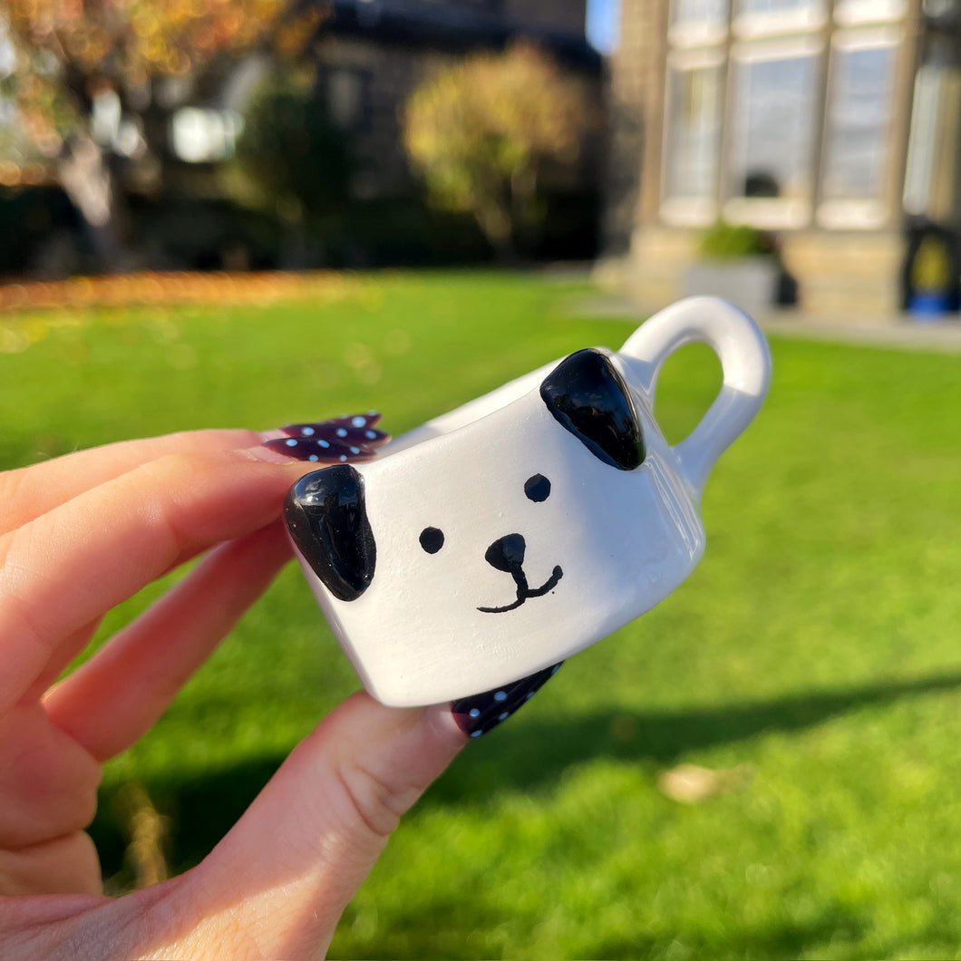 Porcelain tea light Holder with dog face