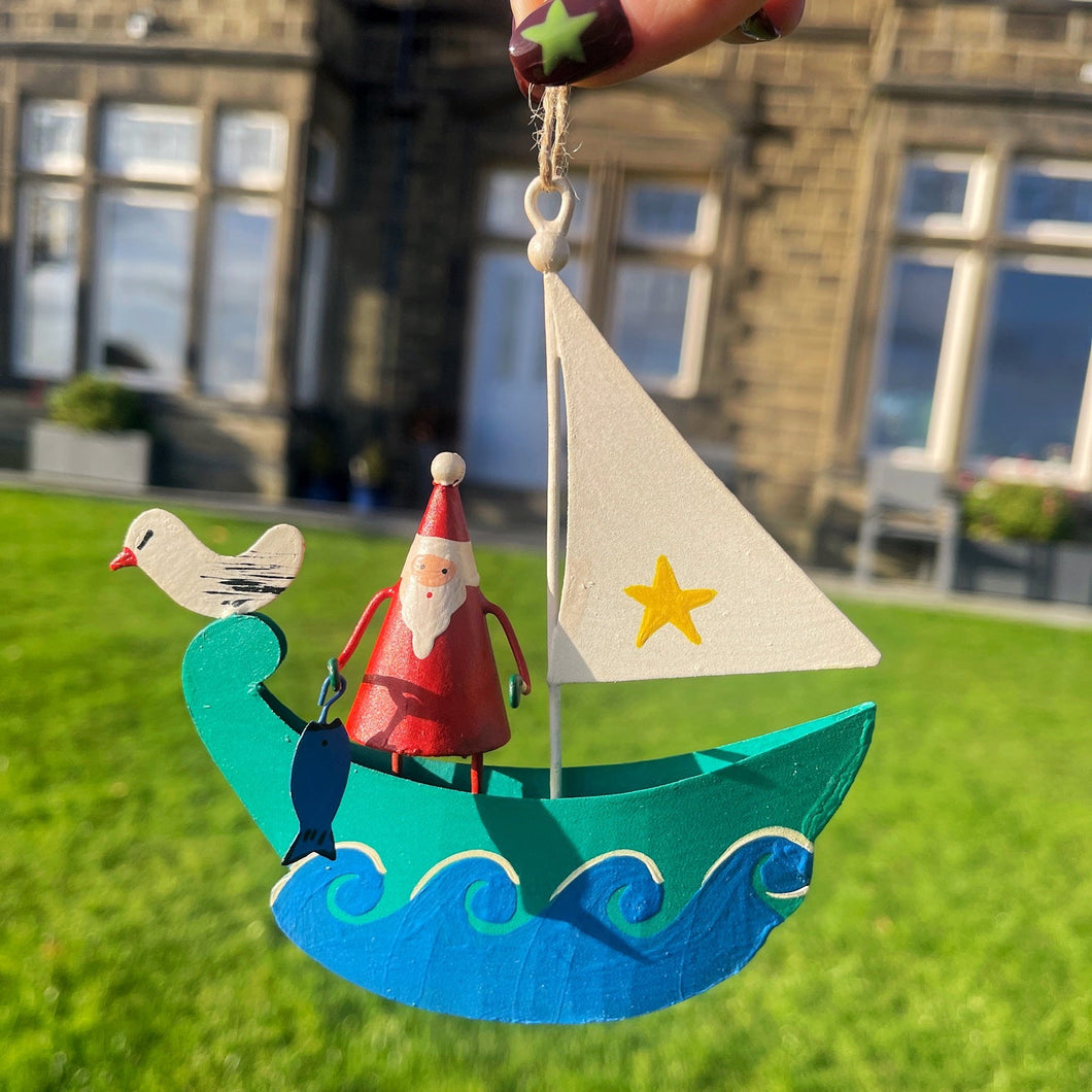 Personalised Christmas Santa In His Sailing Boat