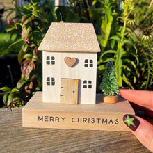 Merry Christmas Wooden House Block
