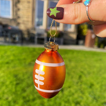 Christmas Rugby Ball Glass Bauble